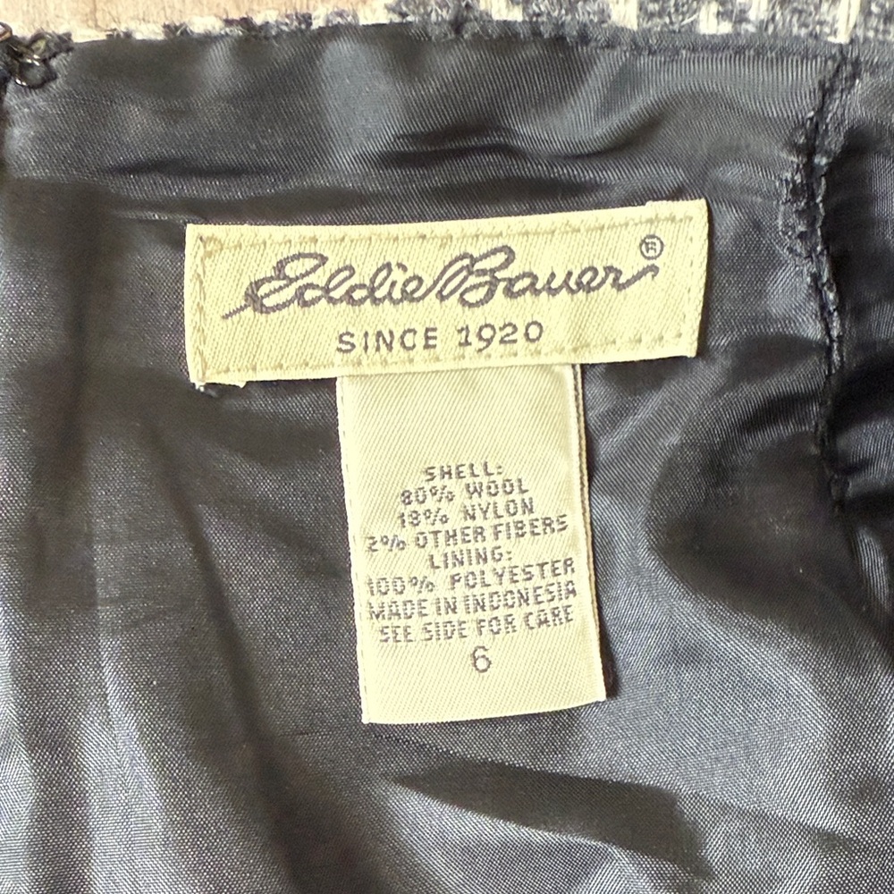 Eddie Bauer Classic Black and White Wool Blend Plaid Skirt - 6 - Picture 2 of 6